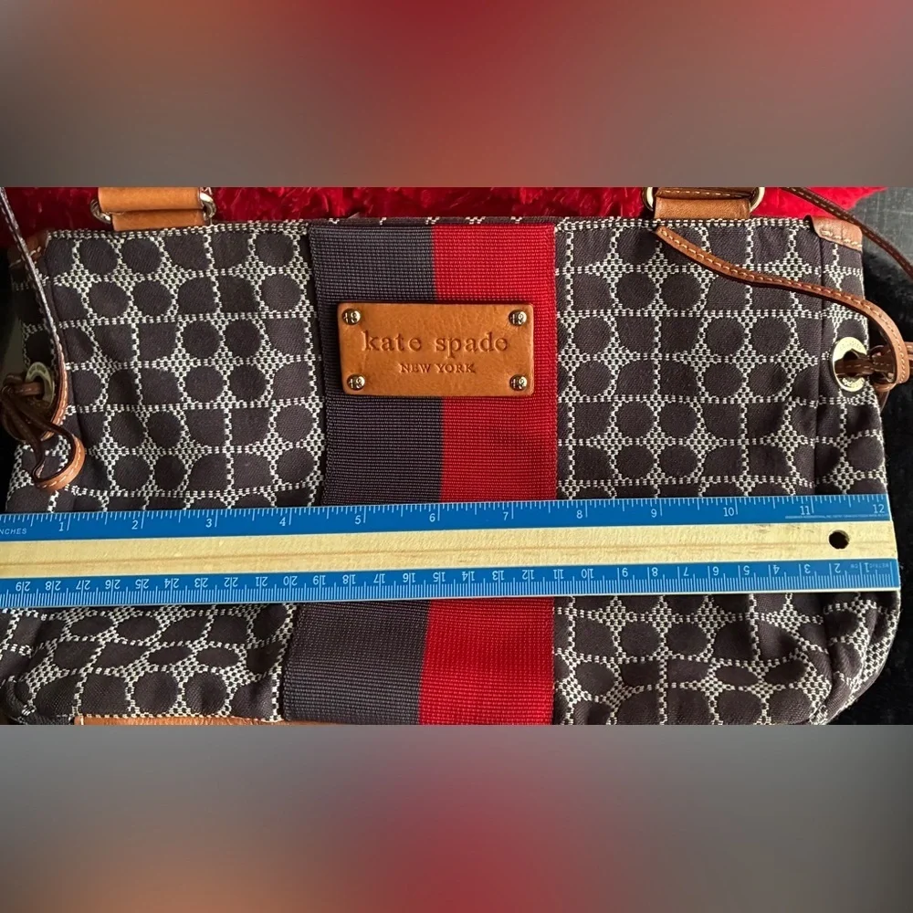 Kate Spade Brown and Red Geometric Shoulder Bag